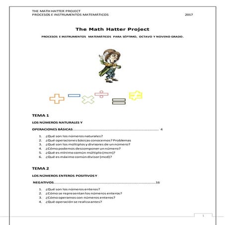 Procesos e Instrumentos Matemáticos para Séptimo, Octavo y Noveno Grado.