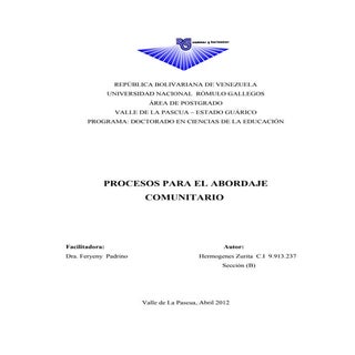 Procesos para el abordaje comunitario