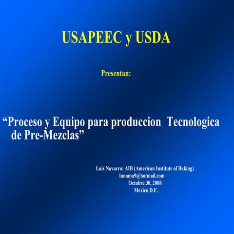 Proceso y equipo para produccion tecnologica de pre mezclas
