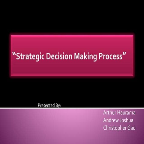 Strategic Decision Making Process