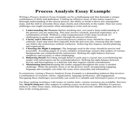 Process Analysis Essay Example. Structuring a Process Analysis Essay | PDF