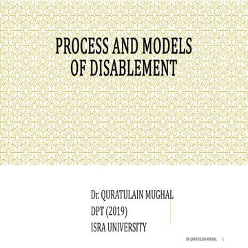 Process and models of disablement