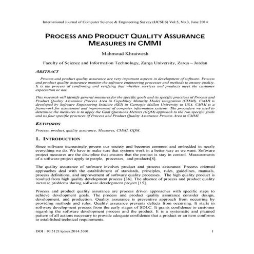 Process and product quality assurance