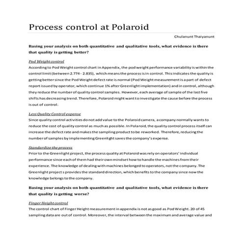 Process control polaroid