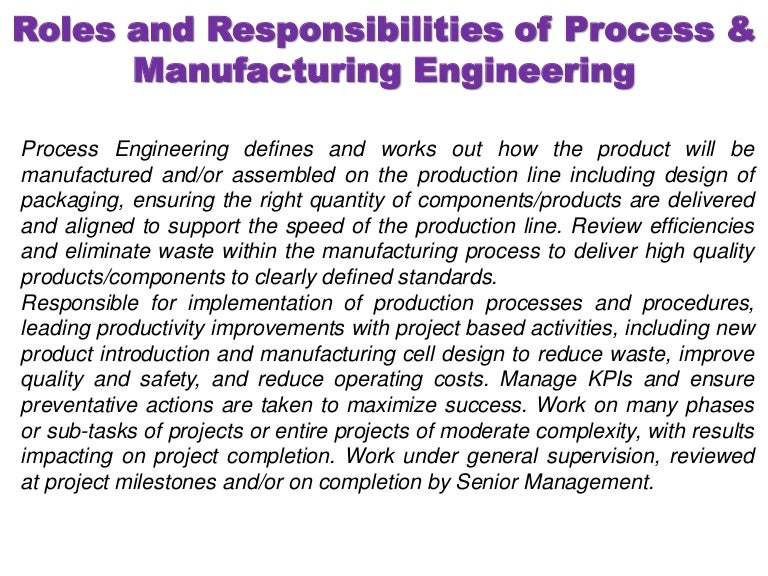 Process And Manufacturing Engineering..