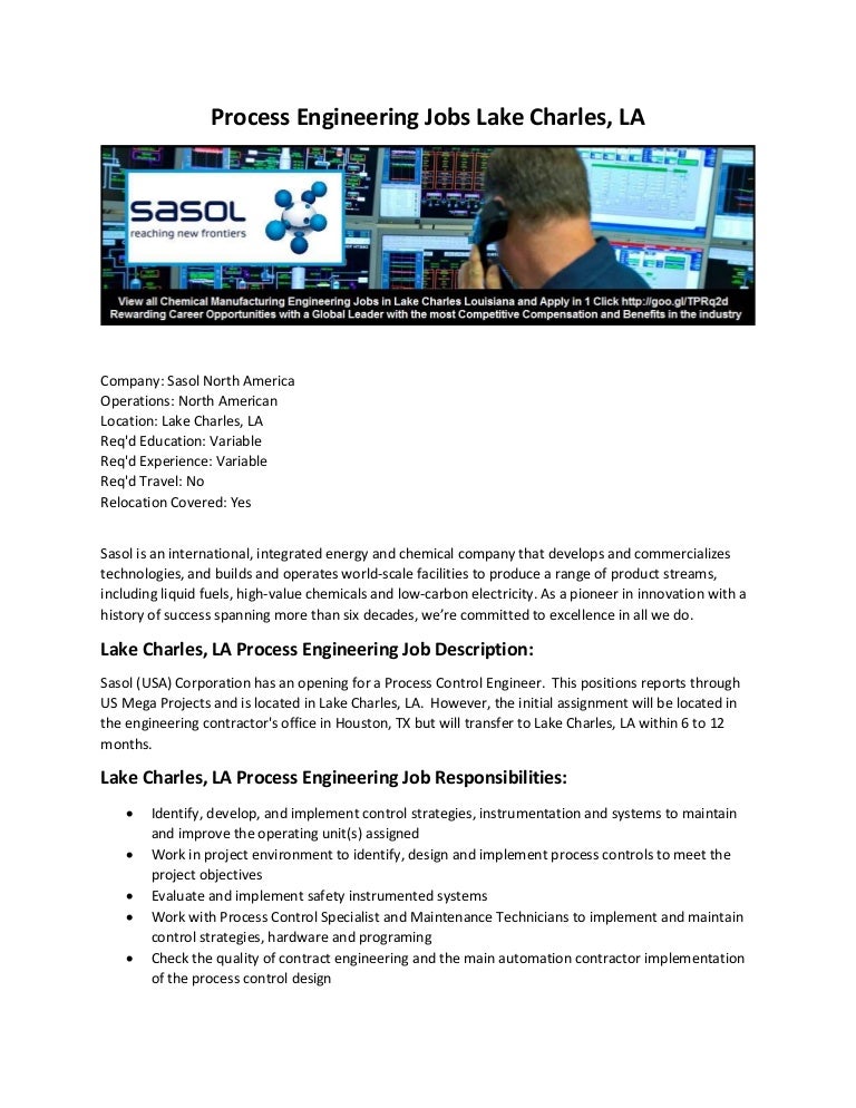 Process Engineering Jobs Lake Charles, LA