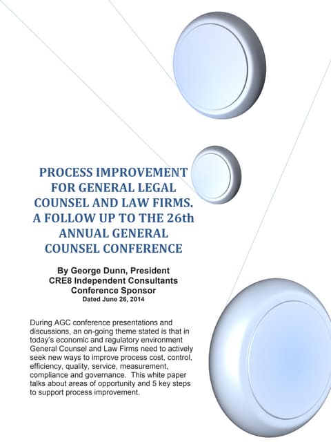 Process improvement for General Counsel and Law Firms