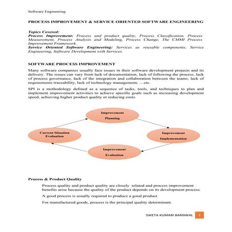 Process improvement & service oriented software engineering