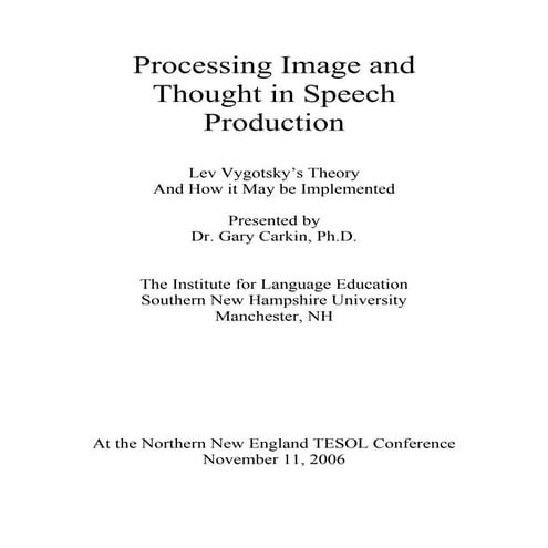 Processing Image And Thought In Speech Production