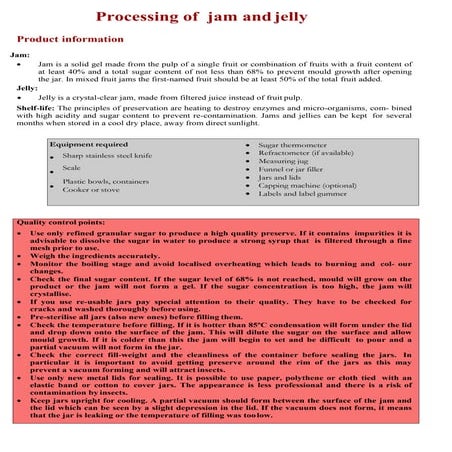 Processing of  jam and jelly