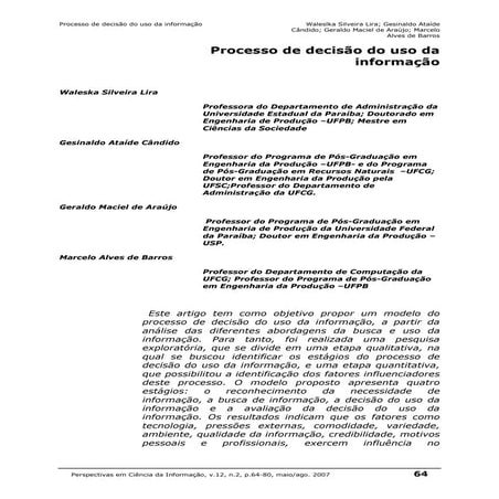 Processo Da DecisãO Do Uso Da InformaçãO