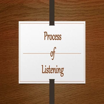 Process of Listening (Five stages of Listening)