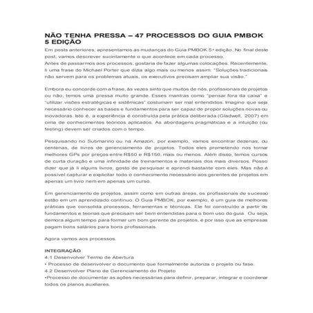 Processos gerenciamento de projetos