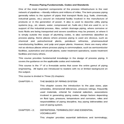 Process Piping Fundamentals, Codes and Standards.pdf