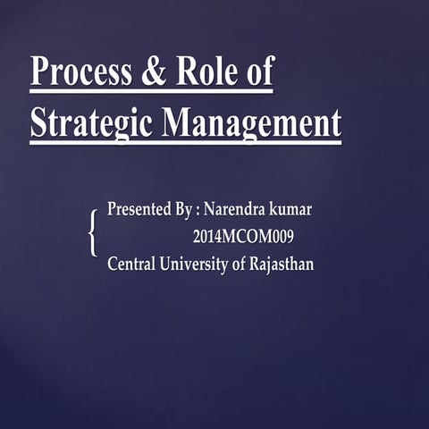 Process &amp; role of strategic management