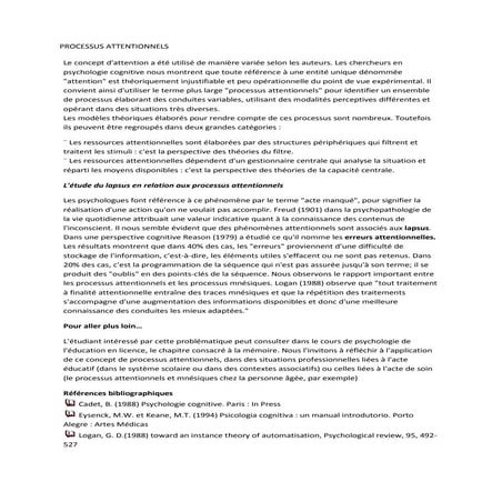 Processus attentionnels
