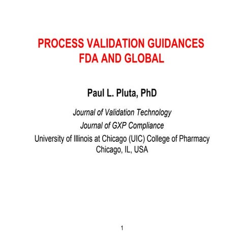 Process Validation Guidances: FDA and Global