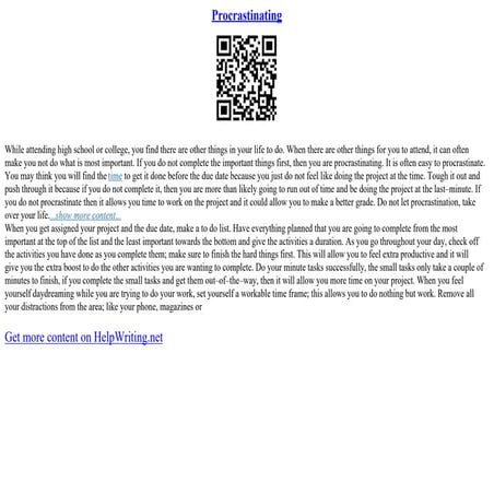 Procrastinating