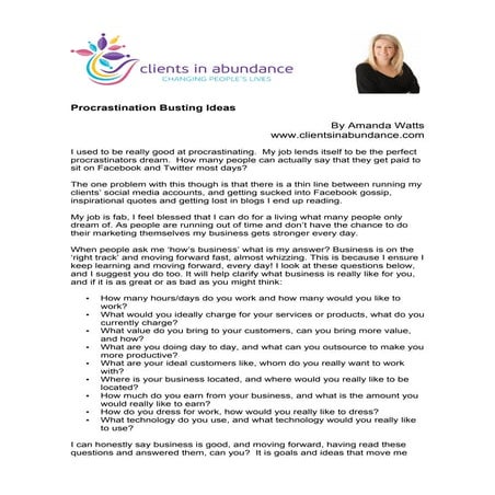 Procrastination Busting Ideas