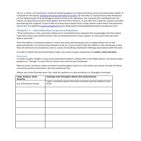 Procrastination workbook