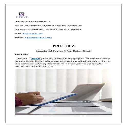 We are ProCubiz Infotech, where innovation meets excellence in software solut...