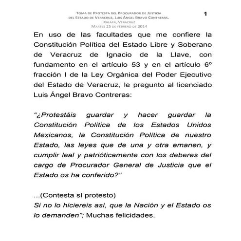25 02 2014 - Toma de Protesta del Procurador de Justicia del Estado de Veracr...