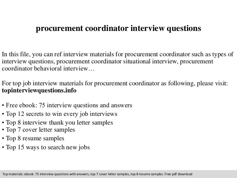 procurement coordinator interview questions