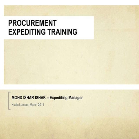 Procurement Expediting Training