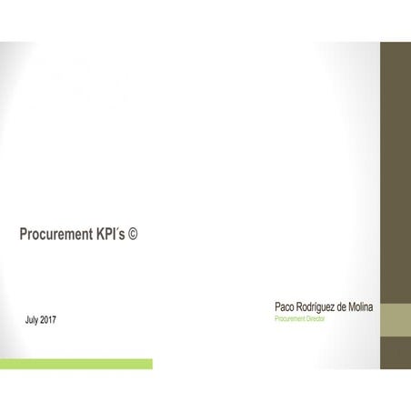 Procurement kpi's  and strategic sourcing