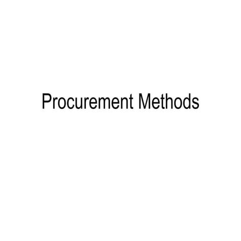 Procurement Methods