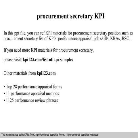 Procurement secretary kpi