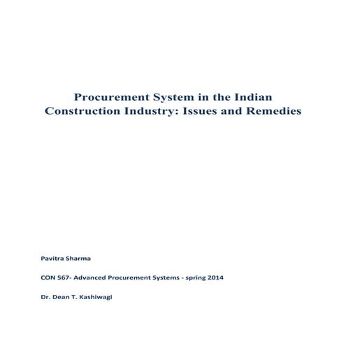 Procurement system in the Indian construction industry issues and remedies