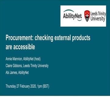 Public Sector Bodies Accessibility Regulations - February 2020 Update - Procu...