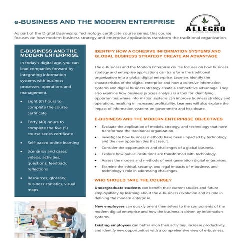 e-Business and the Modern Enterprise