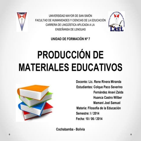 Producción de materiales educativos PROFOCOM