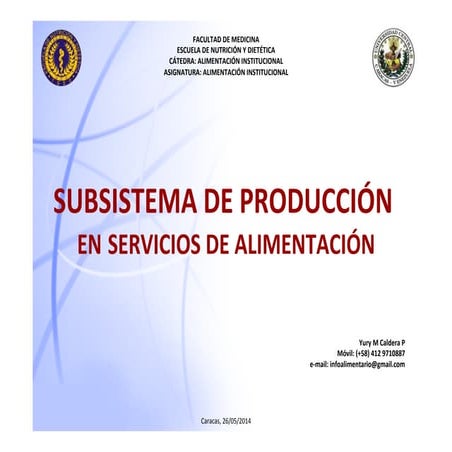 Producción en los servicios de alimentación
