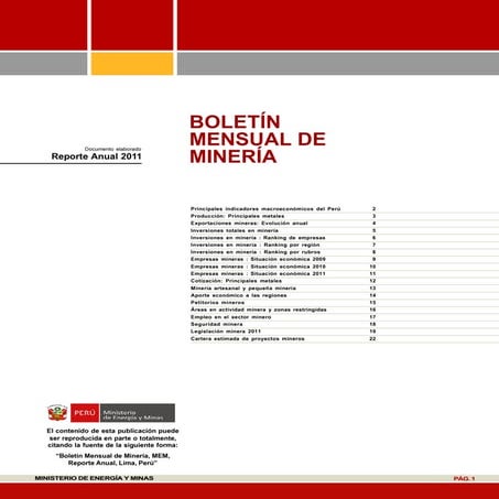 Producción minera 2011