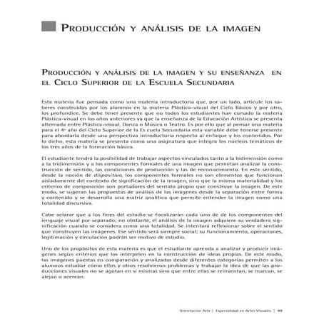 Producción y análisis de la imagen. 4º orientacion arte