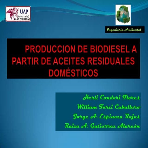 Produccion de biodiesel a partir de aceites residuales herli willy