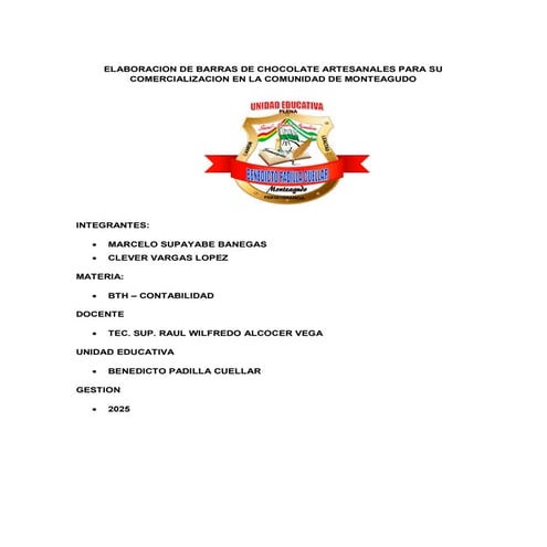 PRODUCCION DE CHOCOLATE DE FORMA ARTESANAL