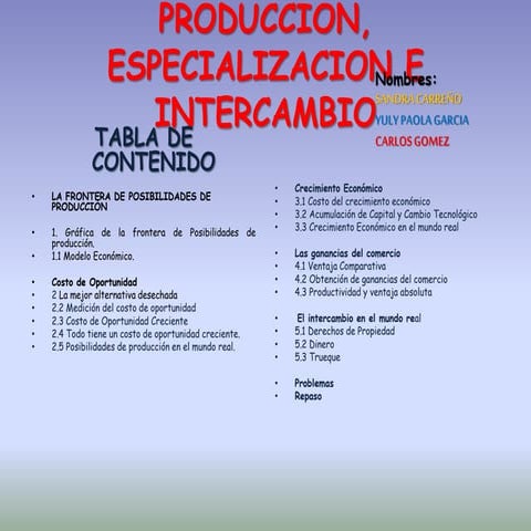 Produccion, especilaizacion e intercambio 2016