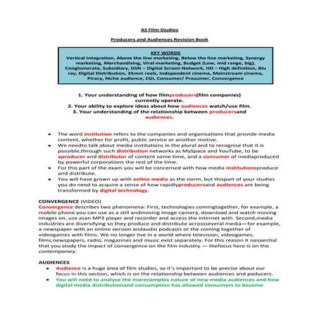 Producers and audiences revision pack