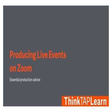 Producing Live Events  on Zoom