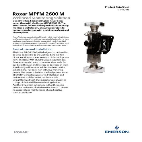 Product data-sheet-mpfm-2600-m-roxar-en-us-170810 | PDF
