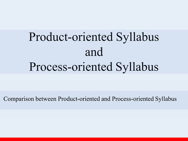 Product oriented syllabus