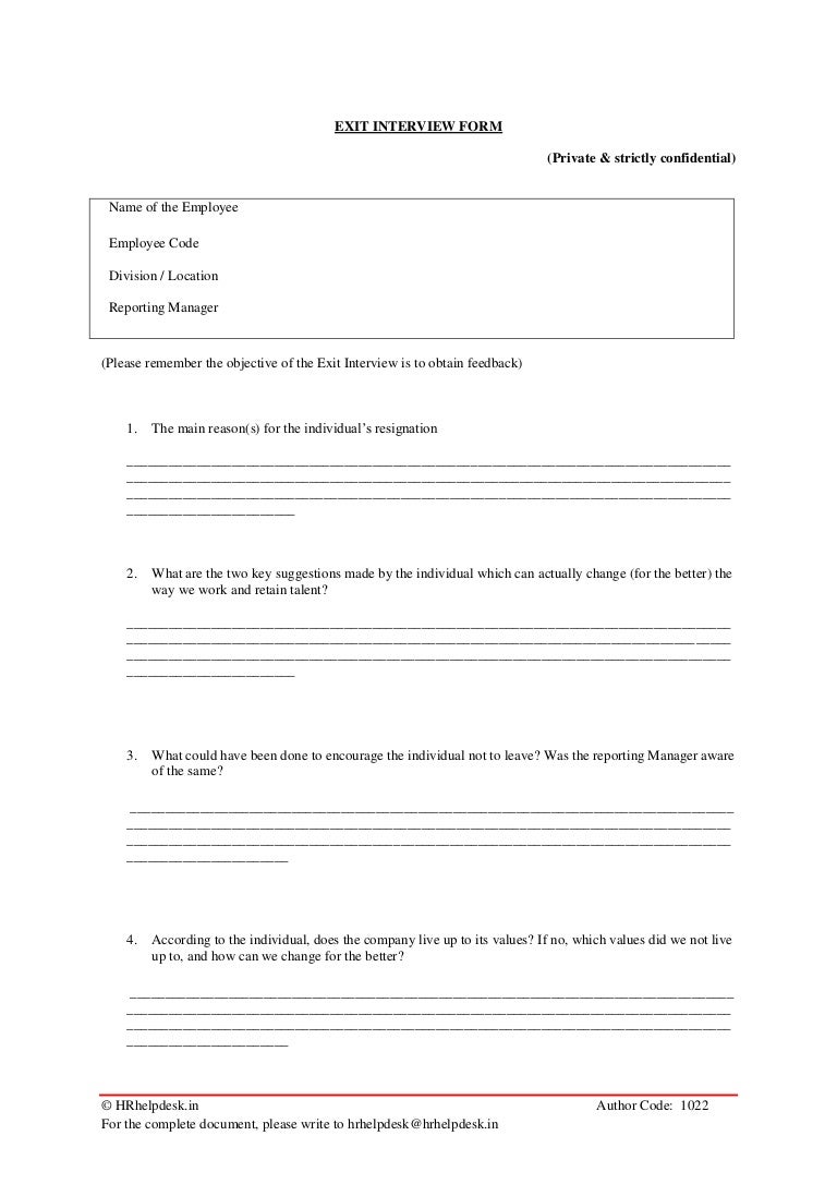 Product 4 (exit interview form)