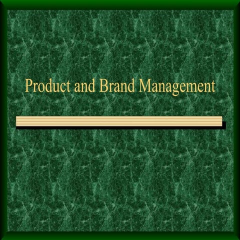 Product And Brand Management