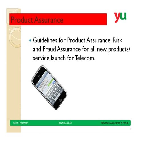 Product Assurance Guideliness For Telecom