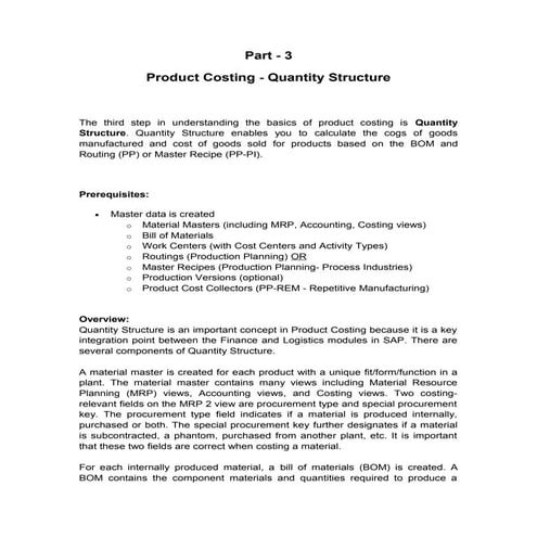 Product costing part3-quantity structure