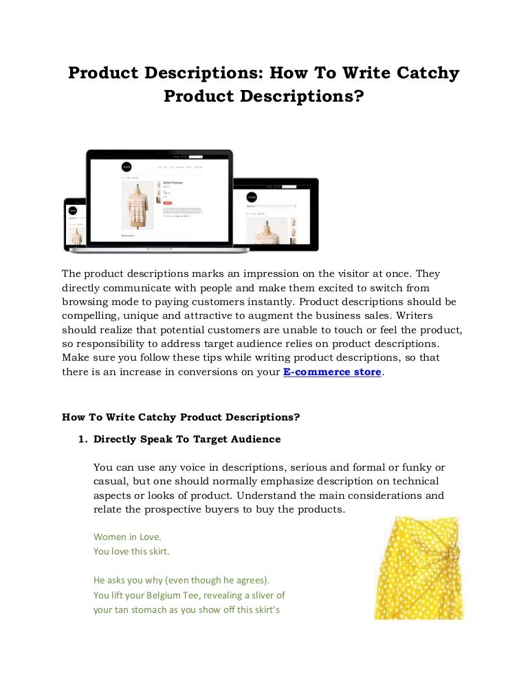 Product Descriptions How To Write Catchy Product Descriptions?